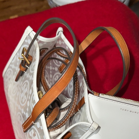 Tory Burch Transparent Tote with White and Tan Accents - Picture 5 of 6